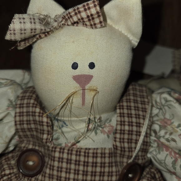 Country Cloth Shelf Sitter Kitty Cat In Dress Heart - Picture 4 of 6